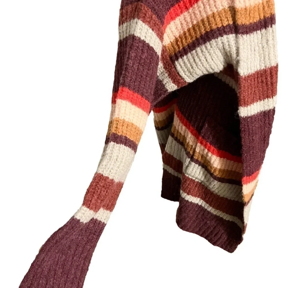 A New Day Oversized Multicolor Red Blended Content Stripe Sweater Women’s Size L